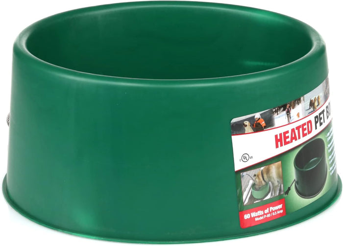 Farm Innovators 1.5Gal Heated Pet Bowl Green 60W Anti-Chew Cord Dogs Cats Winter