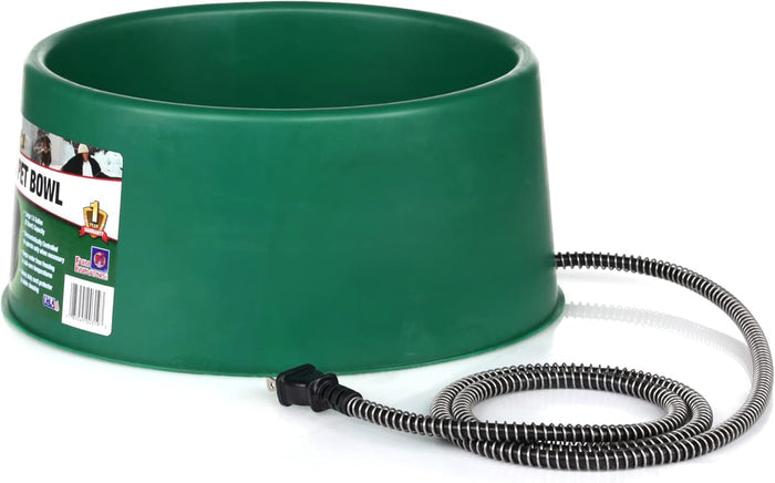 Farm Innovators 1.5Gal Heated Pet Bowl Green 60W Anti-Chew Cord Dogs Cats Winter