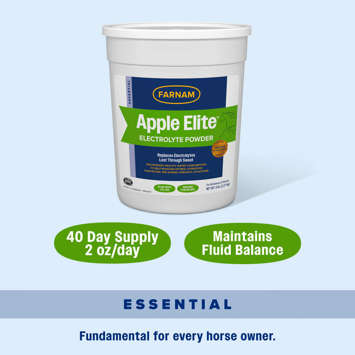 Farnam Apple Elite Electrolyte Powder for Horses Hydration Support Apple Flavor 5lb.
