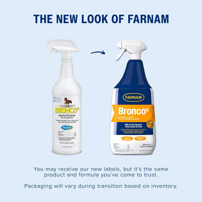 Farnam Bronco Equine Fly Spray Plus Citronella Repellent 32 oz. for Horses & Dogs 2PK