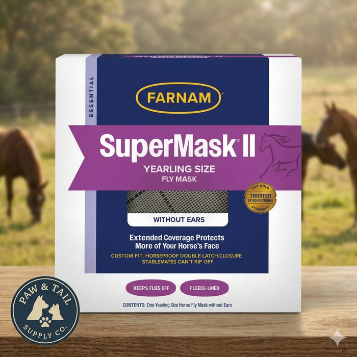 Farnam SuperMask II Yearling Fly Mask No Ears Secure Double-Latch Eye Protection