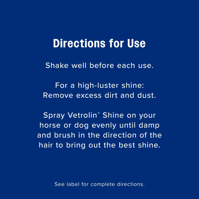 Farnam Vetrolin Shine Coat Conditioner & Shine Spray for Horses Mane Tail 64 oz.