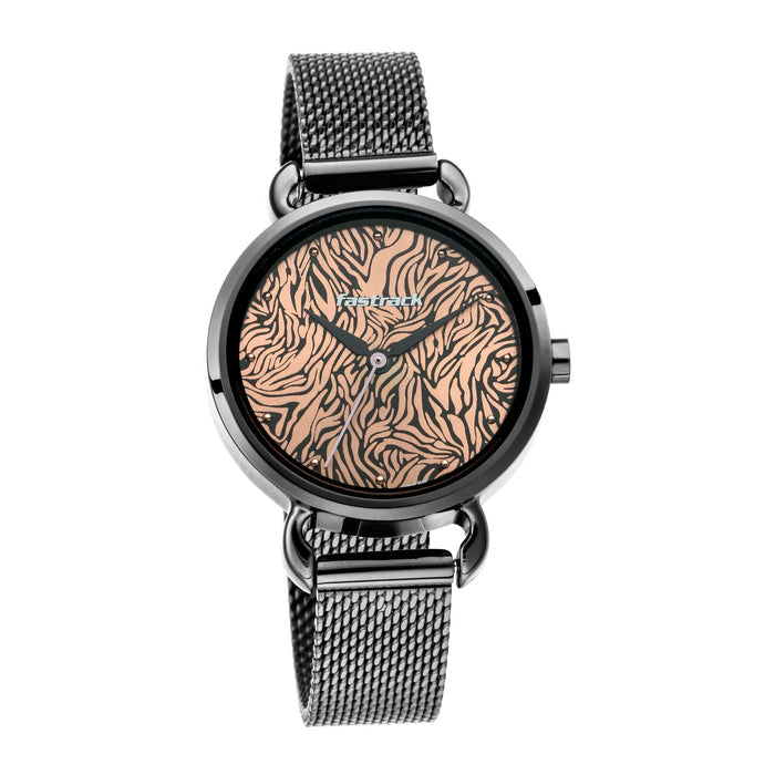 Fastrack  Animal Print Watch with Rose Gold Dial