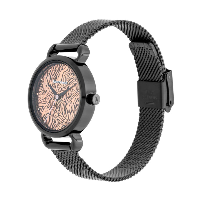 Fastrack  Animal Print Watch with Rose Gold Dial