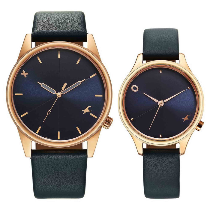Fastrack Blue Round Dial Blue Strap Watch For Pair