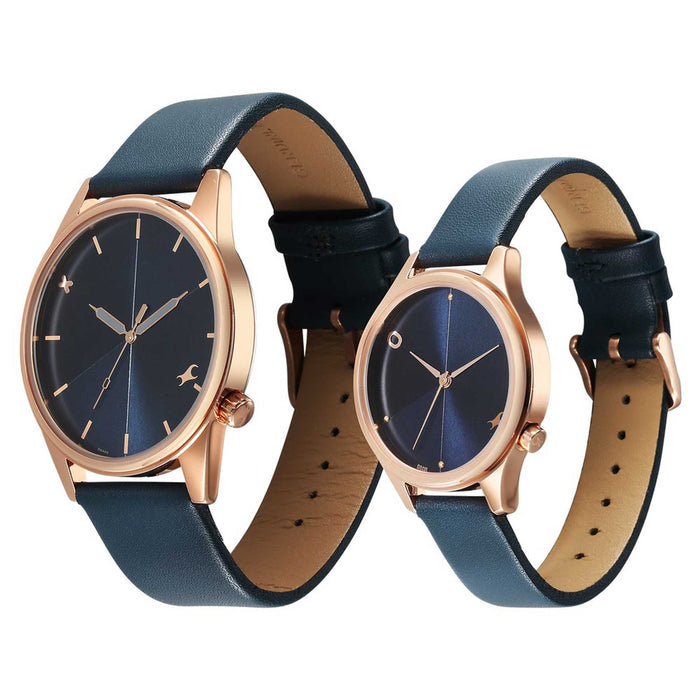 Fastrack Blue Round Dial Blue Strap Watch For Pair