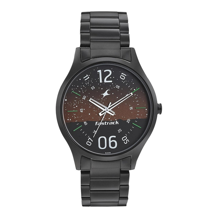 Fastrack Brown Dial Black Band Analog Stainless Steel Watch For Men -NR3184NM01