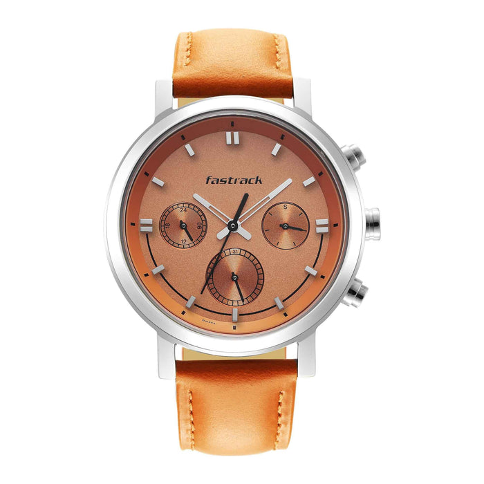 Fastrack Orange Dial Analog Watch for Men -3287SL02