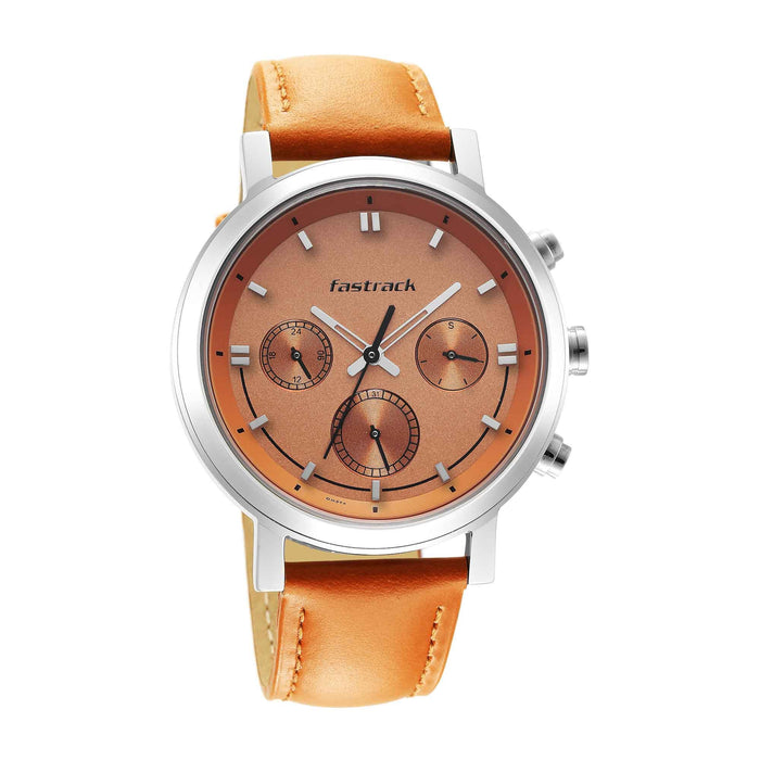 Fastrack Orange Dial Analog Watch for Men -3287SL02