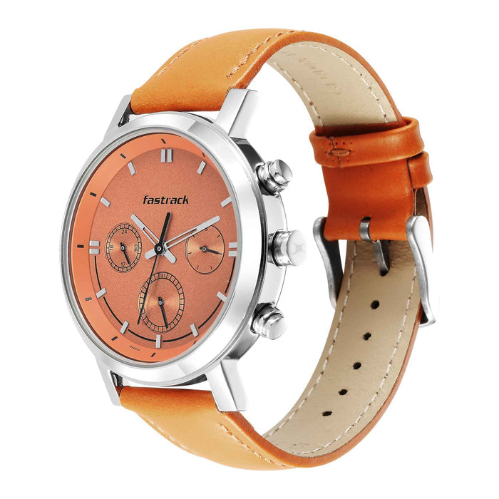 Fastrack Orange Dial Analog Watch for Men -3287SL02