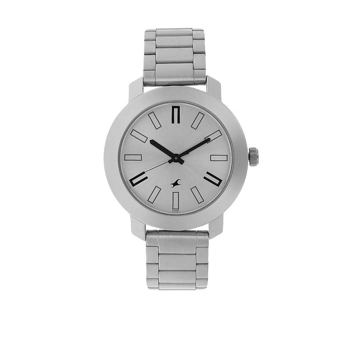 Fastrack Silver Dial Analog Watch For Men -NR3120SM01, Silver Silver, Classic