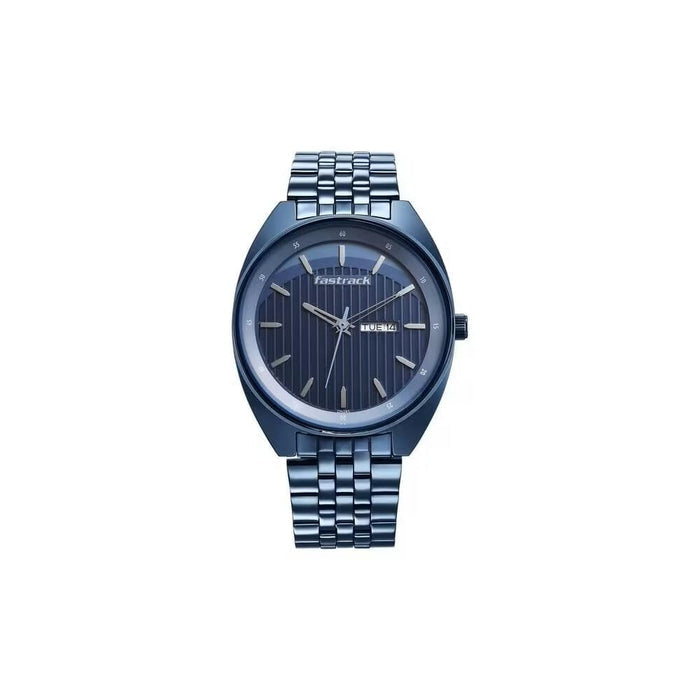 Fastrack Snob X Blue Dial Metal Strap Watch for Guys 3292QM01