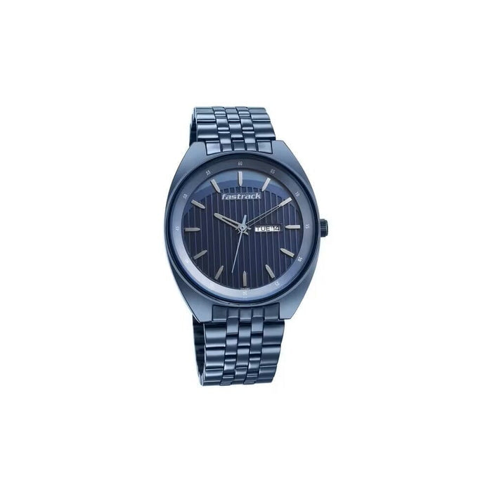 Fastrack Snob X Blue Dial Metal Strap Watch for Guys 3292QM01