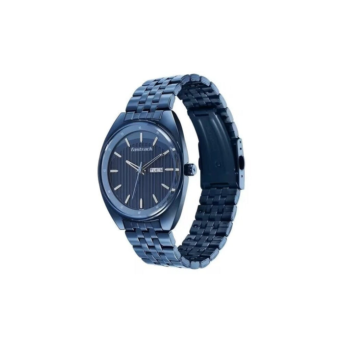 Fastrack Snob X Blue Dial Metal Strap Watch for Guys 3292QM01