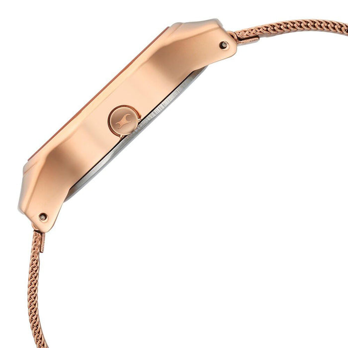 Fastrack Snob X Rose Gold Dial Stainless Steel Strap Watch for Girls