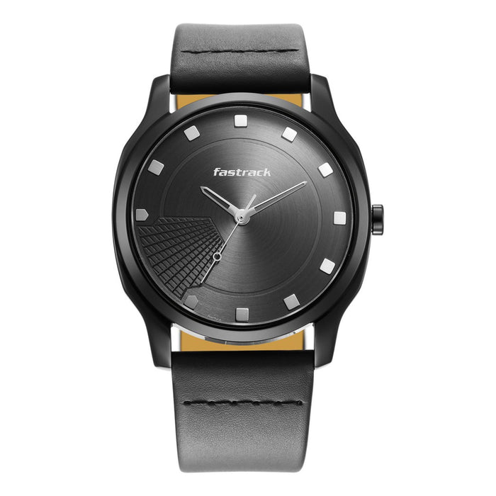 Fastrack Stunners Quartz Analog Anthracite Dial Leather Strap Watch for Guys
