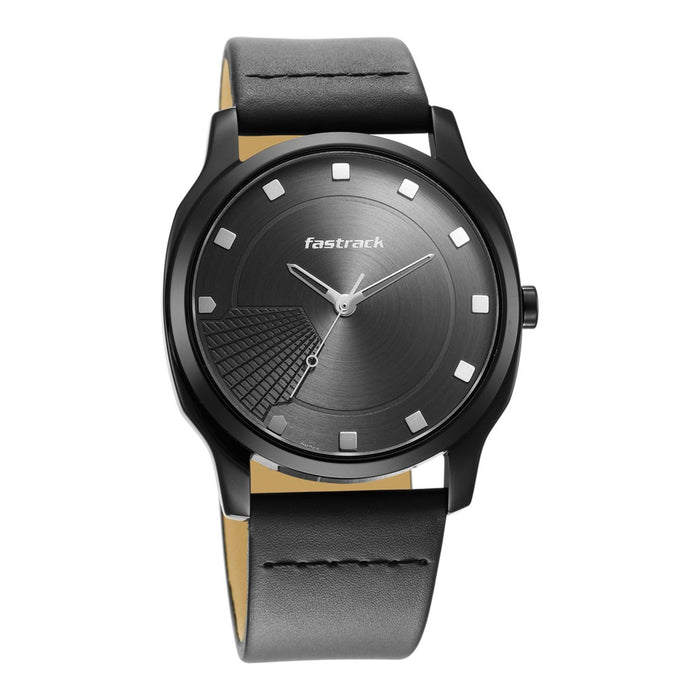 Fastrack Stunners Quartz Analog Anthracite Dial Leather Strap Watch for Guys