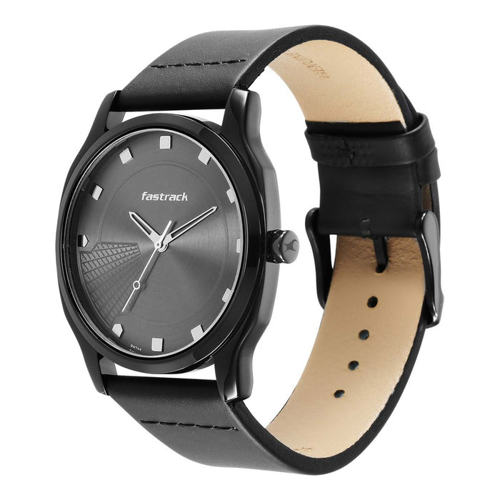 Fastrack Stunners Quartz Analog Anthracite Dial Leather Strap Watch for Guys