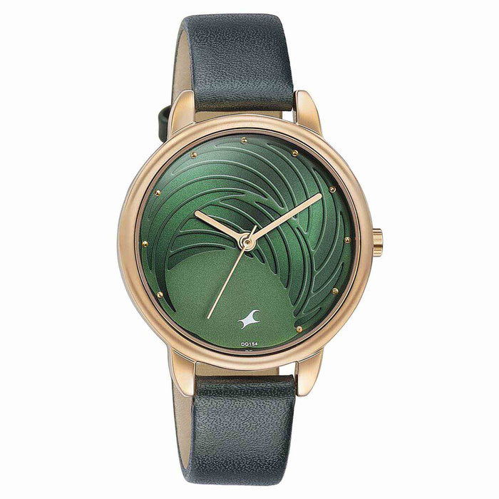 Fastrack Stunnerse Quartz Multifunction Green Dial Leather Strap Watch for Girls