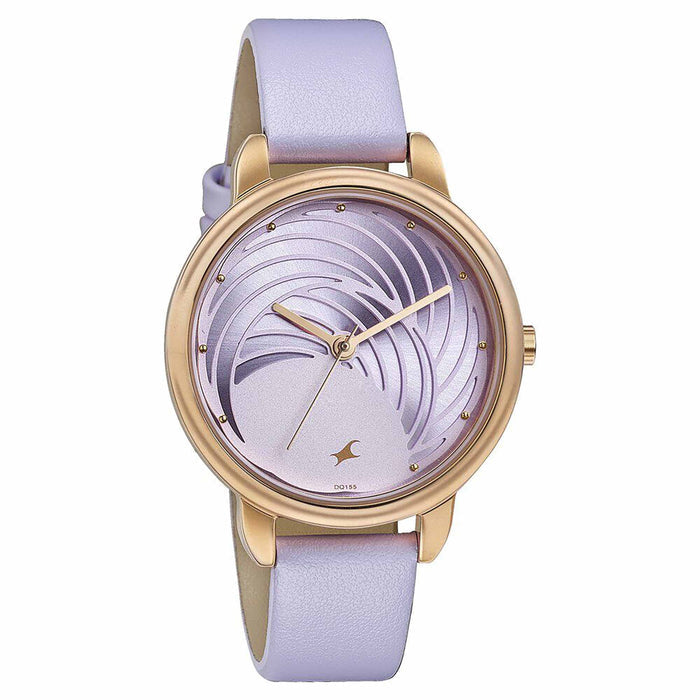 Fastrack Stunnerse Quartz Multifunction Purple Dial Leather Strap Watch for Girls