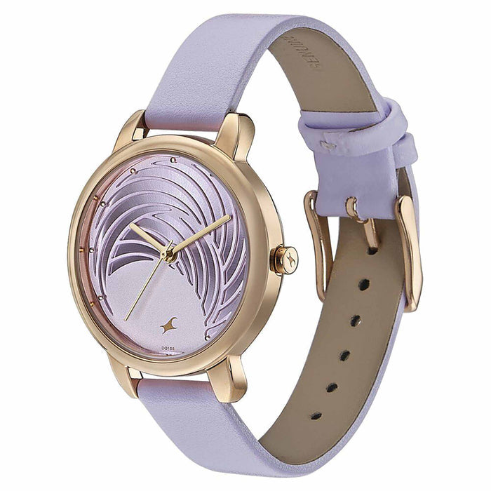 Fastrack Stunnerse Quartz Multifunction Purple Dial Leather Strap Watch for Girls