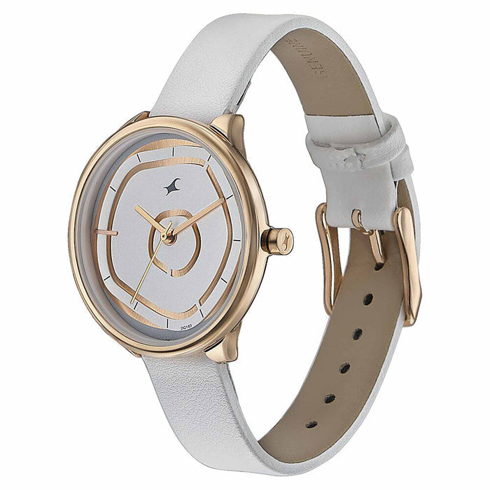 Fastrack Stunnerse Quartz Multifunction Rose Gold Dial Leather Strap Watch for Girls