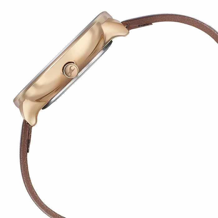 Fastrack Stunnerse Quartz Multifunction Rose Gold Dial Leather Strap Watch for Girls