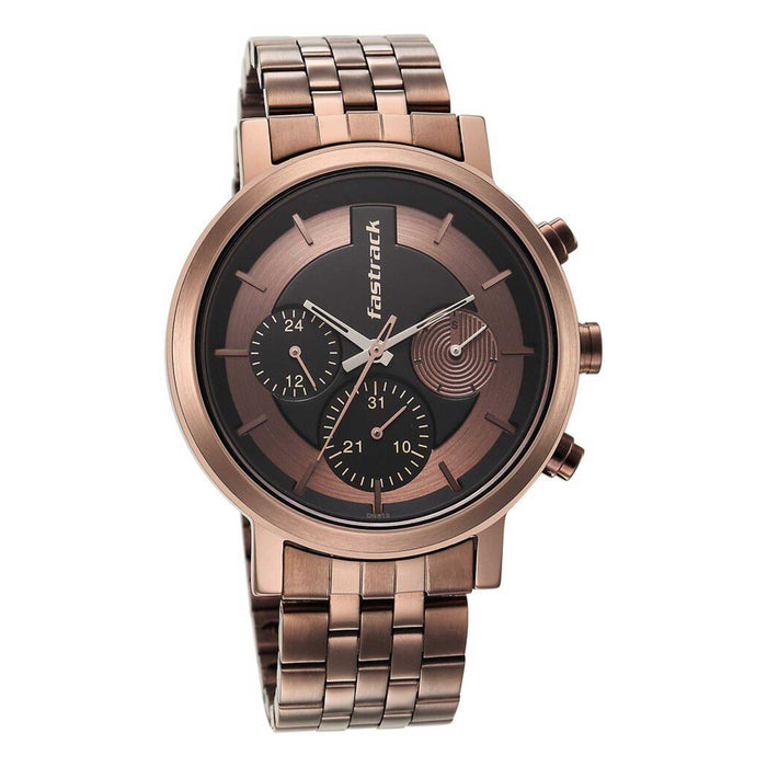 Fastrack Tick Tock Brown Dial Watch for Guys
