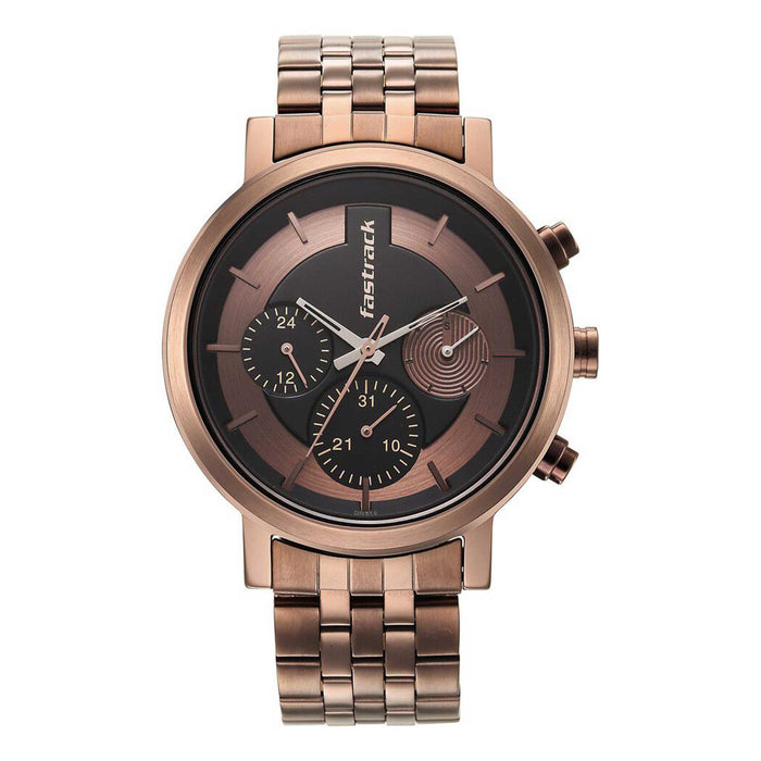 Fastrack Tick Tock Brown Dial Watch for Guys