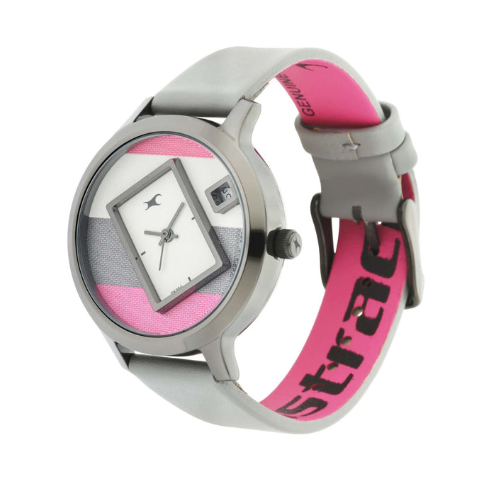 Fastrack White Dial Analog Watch For Women -NR6210QL01, Grey, Analog Watch