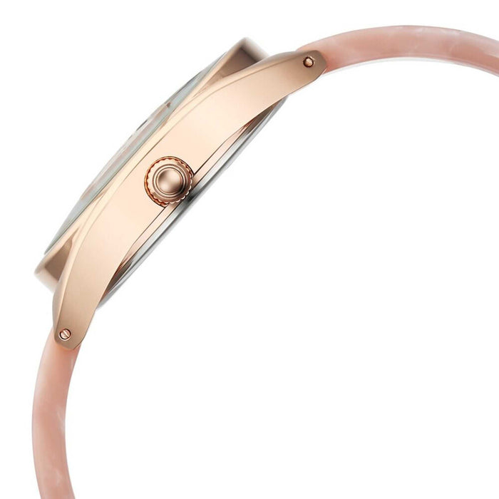 Fastrack Younique Quartz Analog Pink Color Mother Of Pearl Dial Acetate And Metal Strap Watch For Girls