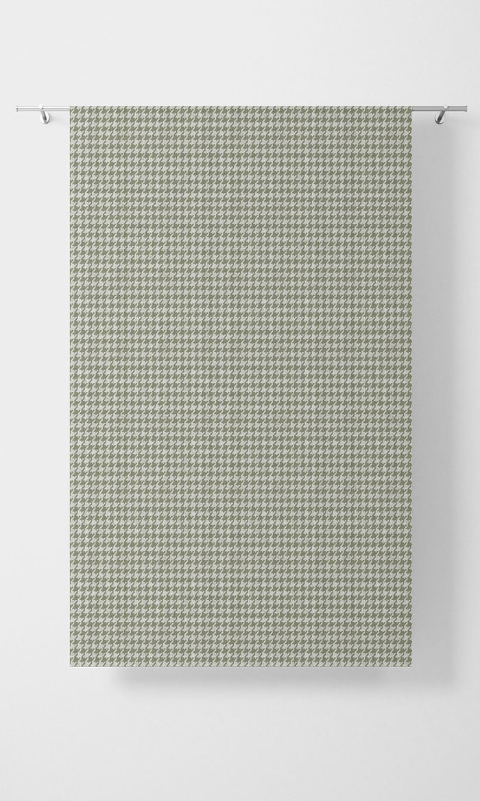 Houndstooth Patterned Pinch Pleat, Rod Pocket, Eyelet Curtains (Green/ White)
