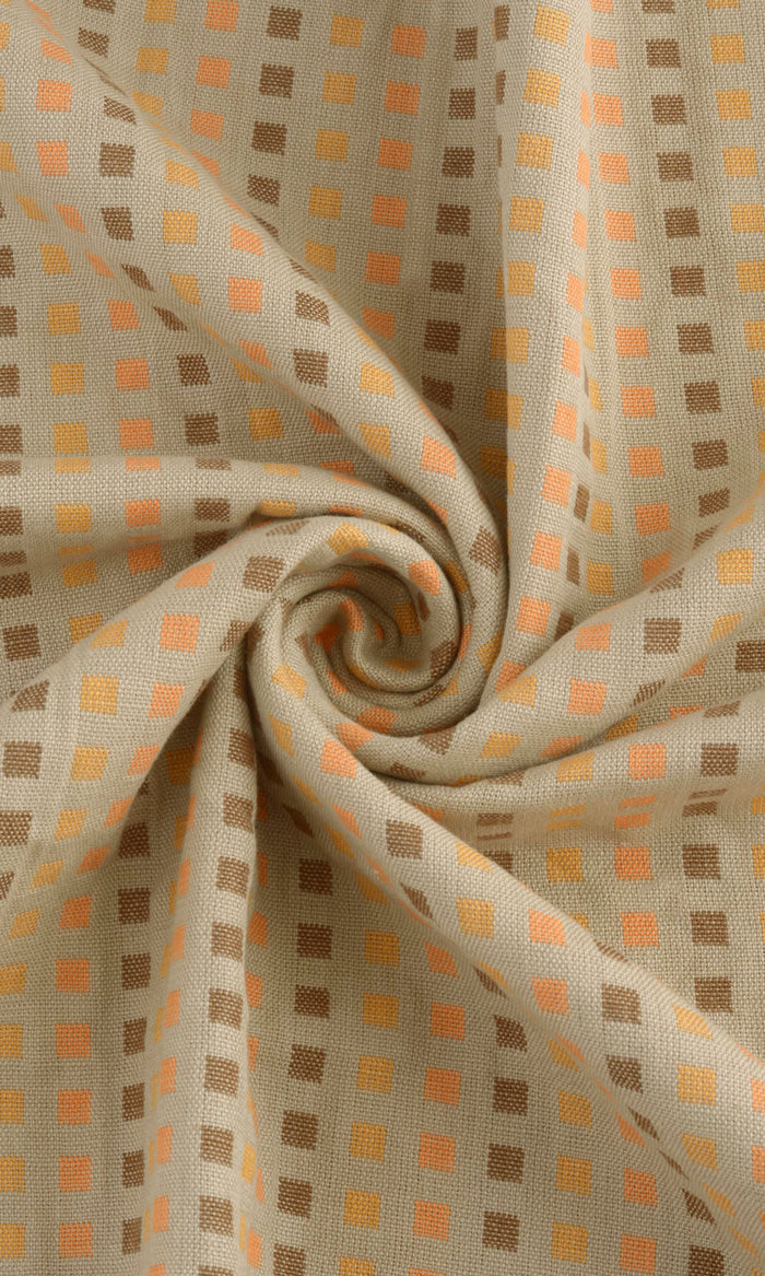 Cotton Curtains for Living, Bedroom, Kitchen, Bathroom (Beige/ Grey)