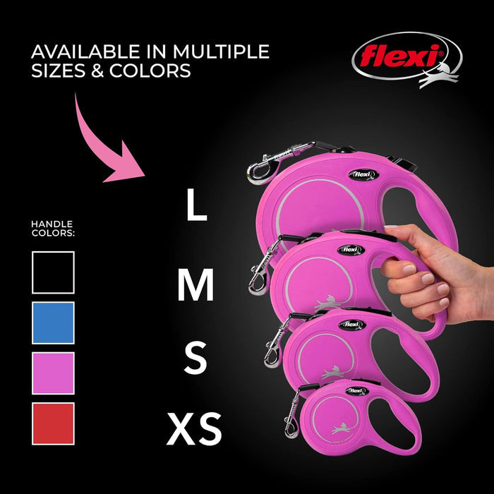 FLEXI New Classic 10 ft Retractable Dog Leash X-Small Dogs Pink 18 lbs