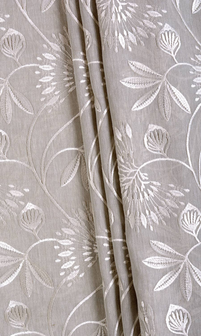 Semi Sheer Drapery (Warm Gray/ White) Extra Long Short Wide