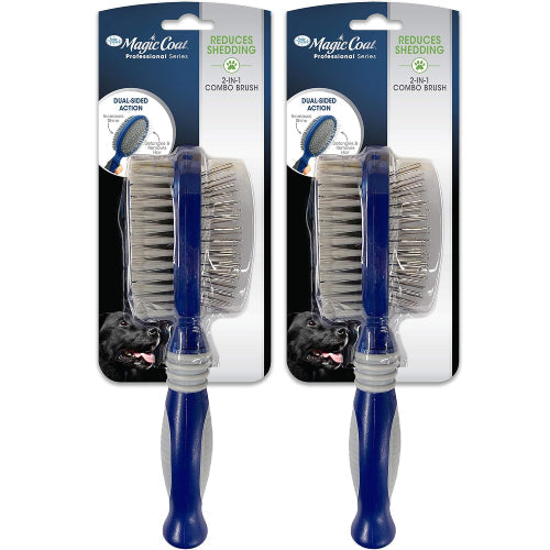 Four Paws Magic Coat Dual-Sided Combo Brush 2-in-1 Dog & Cat Grooming 2-Pack