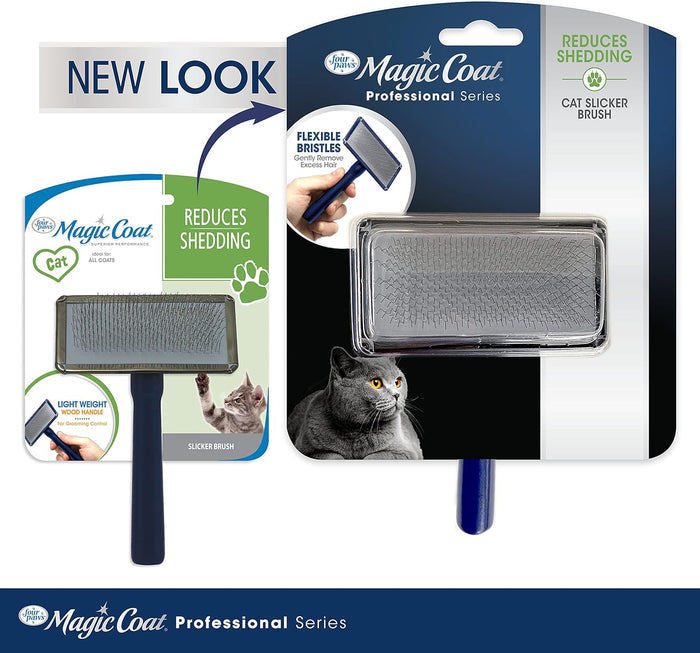 Four Paws Magic Coat Gentle Slicker Wire Cat Brush for Medium or Long Coats