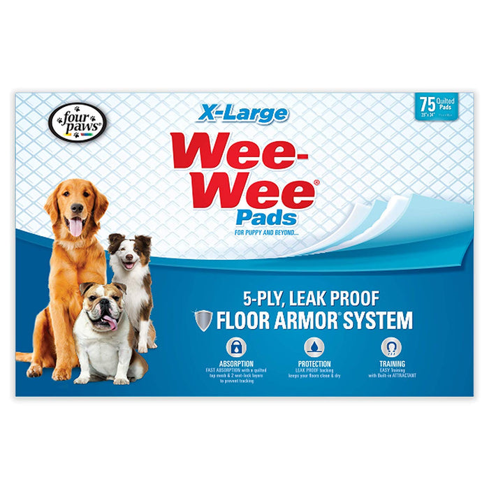 Four Paws Wee-Wee Pads XL Dog Training Pads 75 Pack 28" x 34"