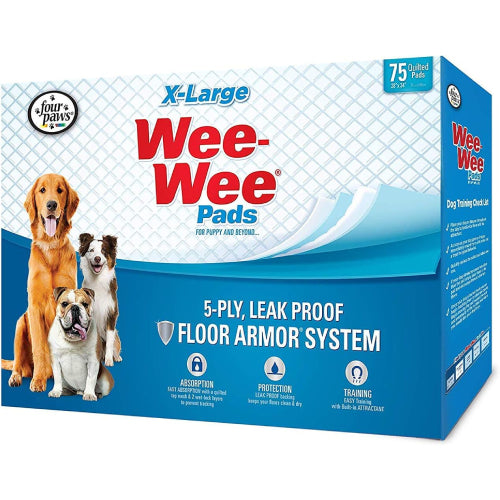 Four Paws Wee-Wee Pads XL Dog Training Pads 75 Pack 28" x 34"