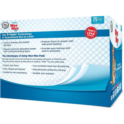 Four Paws Wee-Wee Pads XL Dog Training Pads 75 Pack 28" x 34"