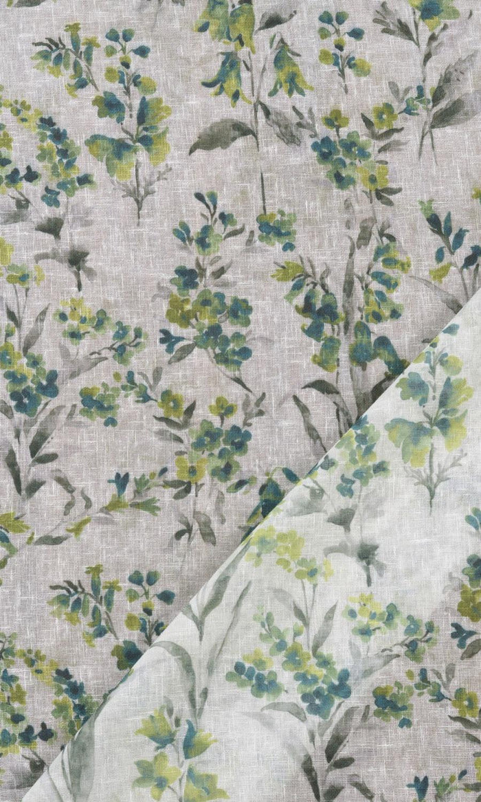 Sheer Floral Print Drapery for Living, Bedroom, Kitchen, Bathroom (Blue/ Green)