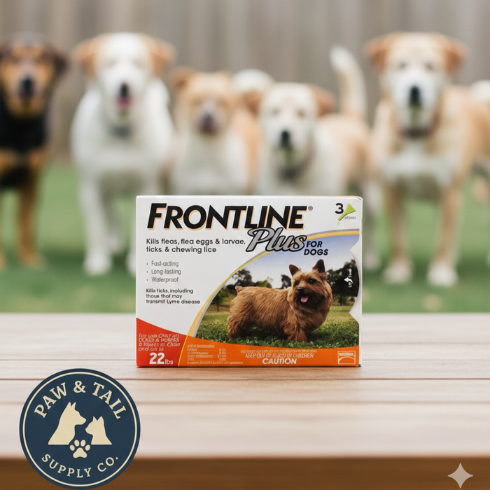 Frontline Plus Dogs Flea Tick Treatment Kills Eggs & Larvae 5-22 lbs 3 Pack