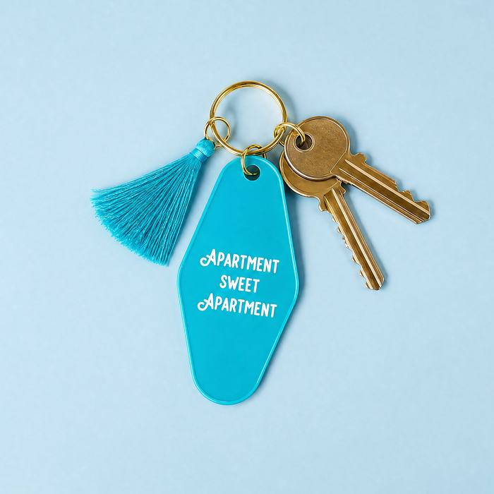 Fun Club Apartment Sweet Apartment Teal Keychain With Tassel