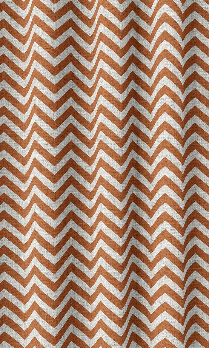 Chevron Print Home Décor Fabric By the Metre (Burnt Orange/ White)