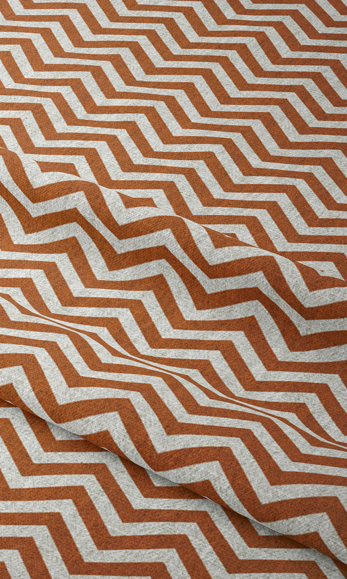 Chevron Print Window Treatments Fabric By the Metre (Burnt Orange/ White)