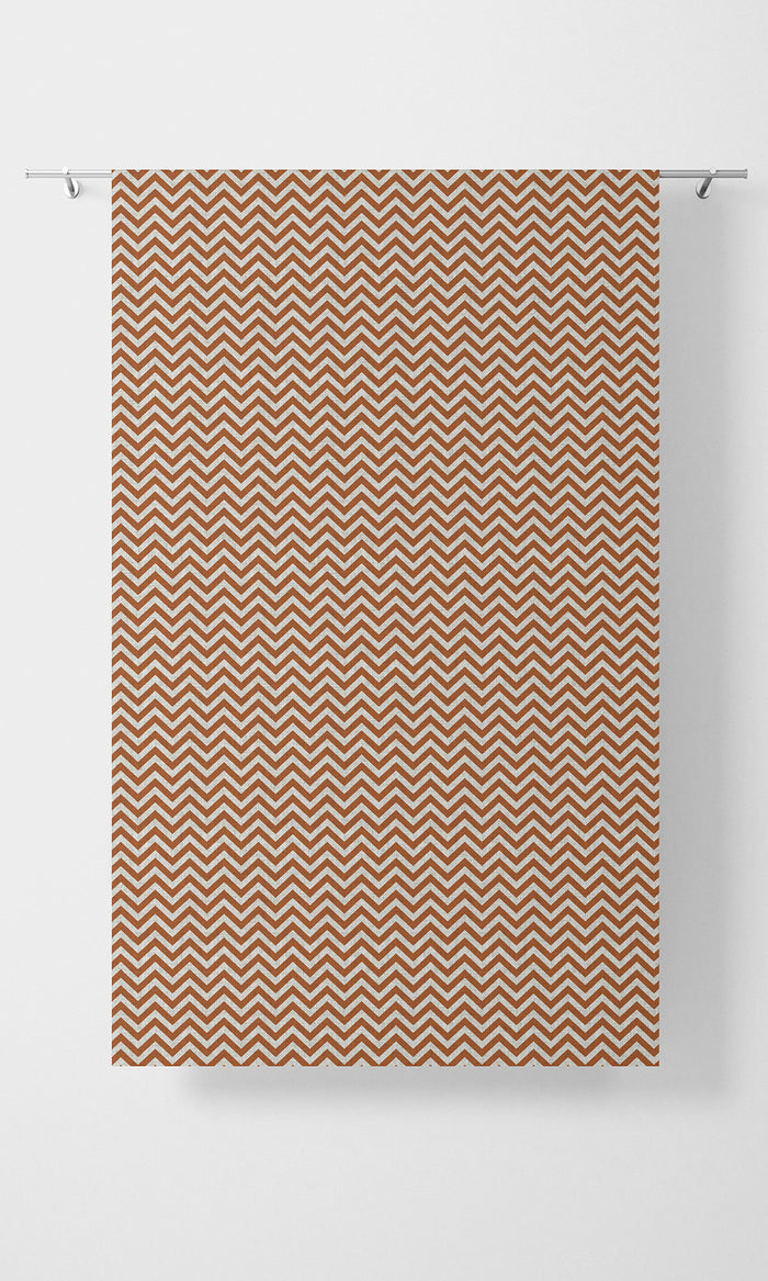 Chevron Print Home Textile Fabric Material By the Metre (Burnt Orange/ White)