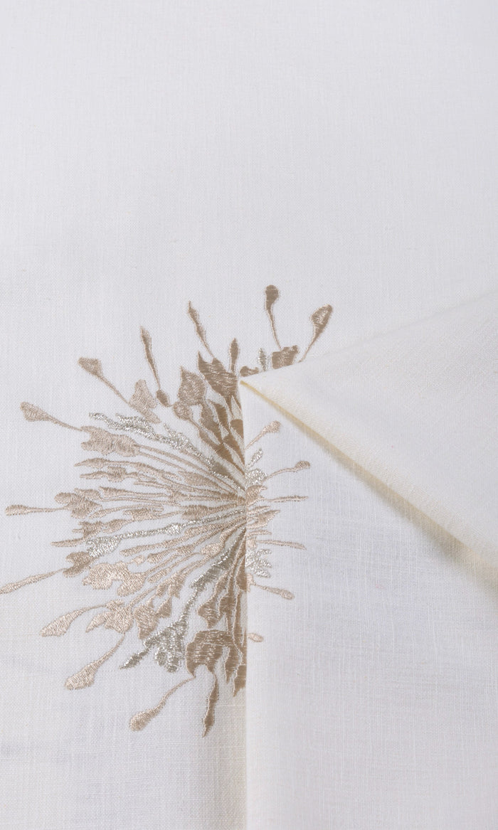 Sunburst Embroidered Drapes for Living, Bedroom, Kitchen, Bathroom (White & Pale Beige)