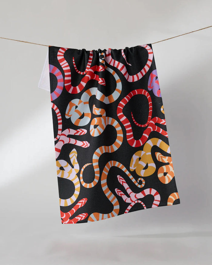 Geometry Kitchen Tea Towel: Serpentine Riot