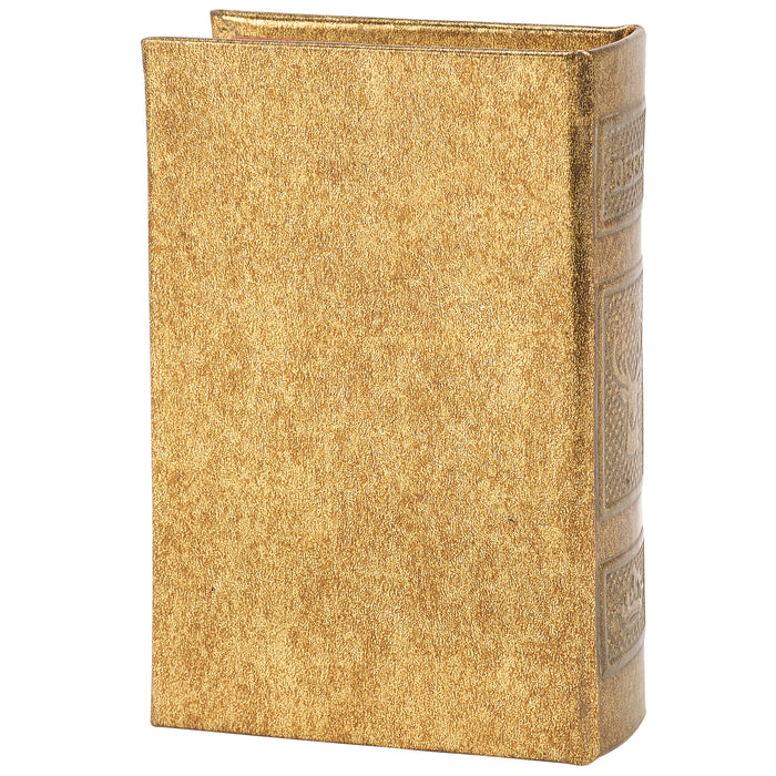 Gold Deer Book Box | Faux Leather Wrap Book Shaped Storage Stash Trinket Box