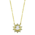 Silver 925 Gold Plated CZ Synthetic MOP Sun Necklace - STP01793GP | Silver Palace Inc.
